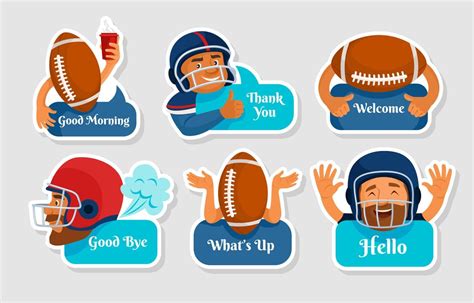 Cute American Football Greeting Sticker Set 16330702 Vector Art at Vecteezy