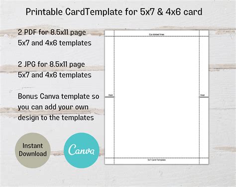 Printable 5x7 and 4x6 Card Templates, Canva 5x7 and 4x6 Card Templates ...