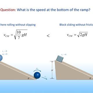 A ball rolls down ramp (with friction) and a block slides down a ramp ...