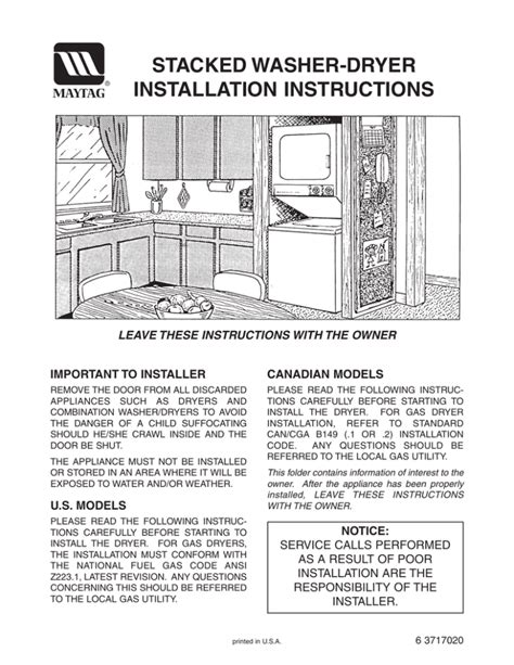 Stacked Washer-Dryer Installation Instructions