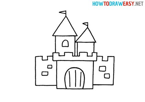 How to Draw a Cartoon Castle | Elementary drawing, Easy animal drawings ...