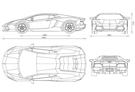 Lamborghini Aventador LP700-4 2011 Blueprint - Download free blueprint ...