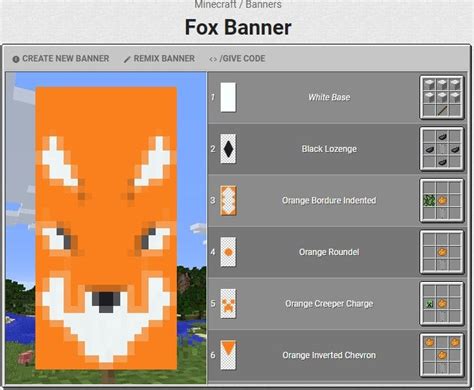 Fox Banner | Minecraft banners, Minecraft designs, Minecraft banner designs