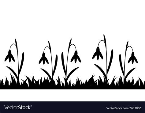 Seamless silhouette grass and flowers Royalty Free Vector