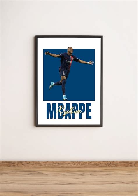 Kylian Mbappe Poster, Mbappe Digital Art, PSG Poster, Football Poster ...