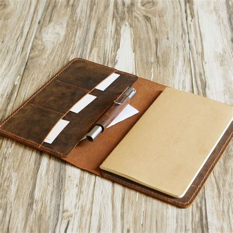 Personalized leather notebook journal refillable 5x8, legal pad cover ...