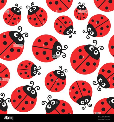 Ladybug pattern, vector seamless wrapping paper or cute baby design ...