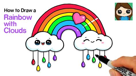 Drawing Of Rainbow In Rain / Cartoon cloud children s drawing simple ...