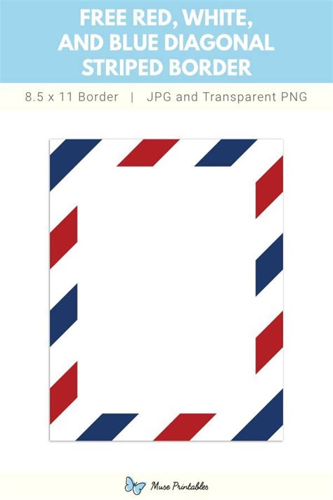 Red, White, and Blue Diagonal Striped Page Border | Diagonal stripes ...