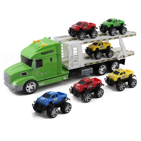 Vokodo Toy Semi Truck And Trailer 20 Inch Push And Go With Lights And ...