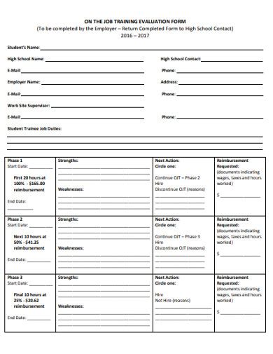 Training Evaluation Form - 21+ Examples, Format, Pdf