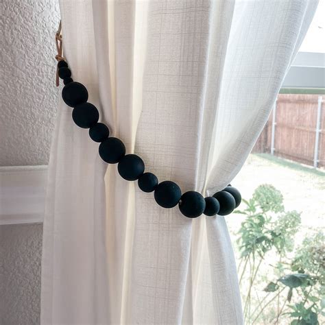 Black curtain tie backs, Farmhouse black curtain holdbacks - Deco Azul ...