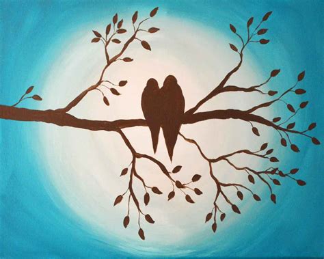 Love Birds on Branch Original Painting - Just Paint It Blog