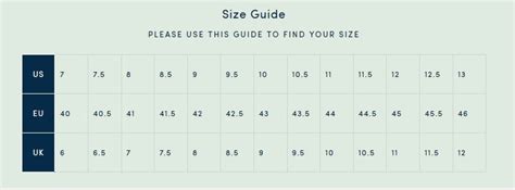 Cole Haan Shoe Size Conversion Chart