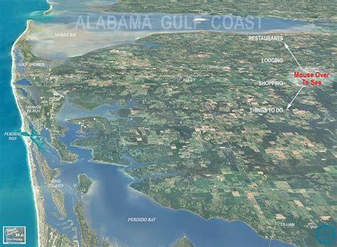 Alabama Gulf Coast Map|Alabama Gulf Coast Aerial Photo