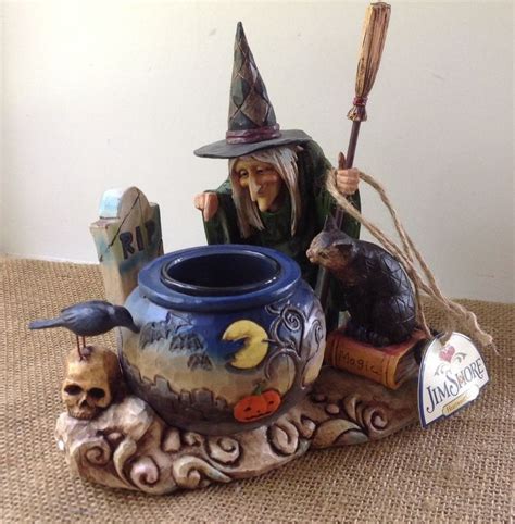 JIM SHORE HEARTWOOD CREEK HALLOWEEN WITCH W/ CAULDRON TEALIGHT 4006317 ...