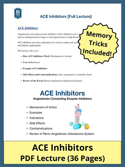 ACE Inhibitors PDF: List of Drug Side Effects, Examples, Mechanism of ...