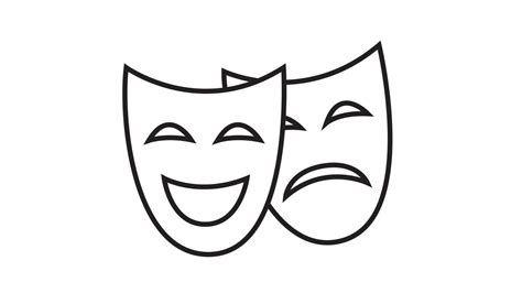 Comedy and tragedy theater line icon masks vector illustration 11164006 ...