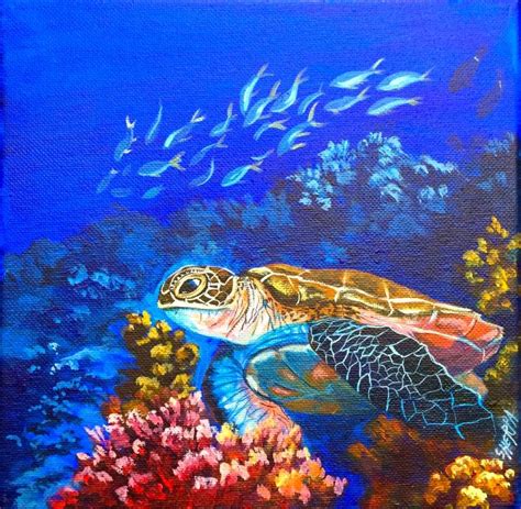 Turtle Acrylic Painting