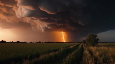 Premium Photo | A dramatic storm at sunset producing a powerful tornado ...