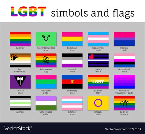 Set symbols flags lgbt movement flat icon Vector Image