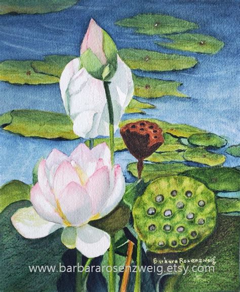 Lotus Pink Flower Watercolor Painting - Etsy