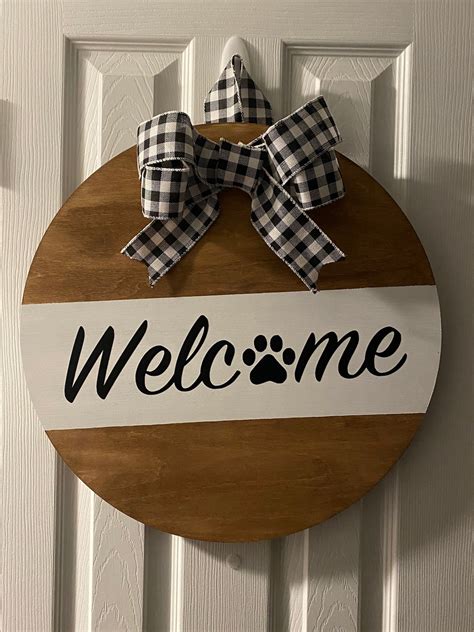 Welcome Sign Door sign Round Sign Wood Sign Wood Round | Etsy