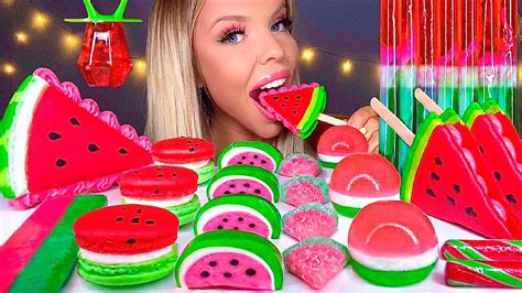 ASMR WATERMELON DESSERTS, SANDWICH COOKIE, JELLY NOODLES, WATERMELON ...