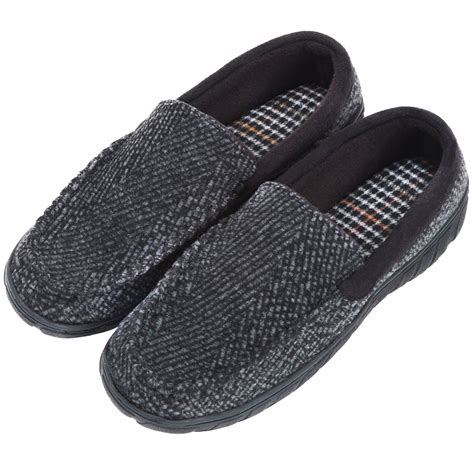 Cozy Memory Moccasin Slippers for Men Memory Foam Warm Cotton Lining ...