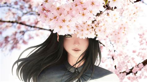 anime, anime girls, cherry blossom HD Wallpaper