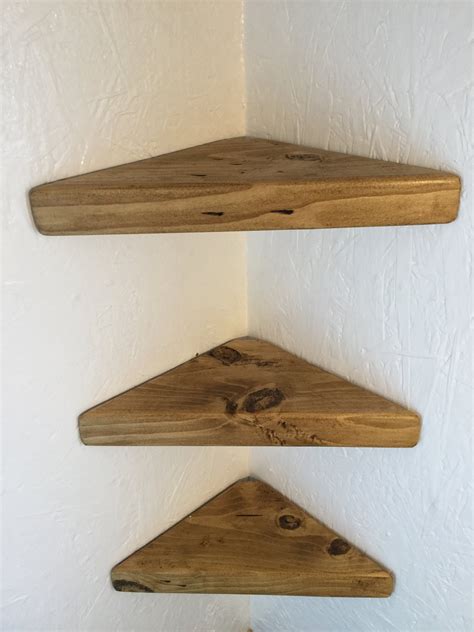 Set of 3 Small Corner Shelves Chunky Reclaimed Wood Rustic - Etsy UK