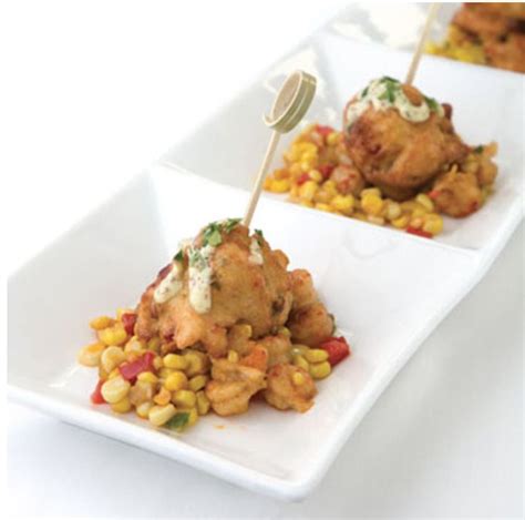 Recipe: Shrimp and Andouille Beignets with Crawfish Corn Maque Choux ...