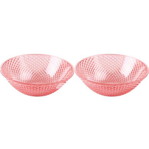 Pink Fruit Bowl 2 Pcs Plastic Decorative Best Kitchen Large Modern