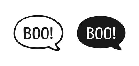 Boo text in speech bubble. Outline and Silhouette design doodle for ...