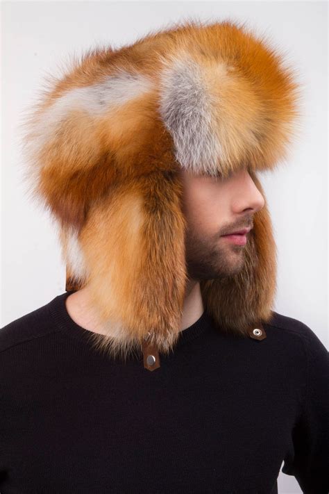 Red Fox Fur Full Trapper Hat for a Men's Full Ushanka Hat | Etsy