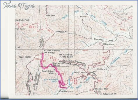 Mount Baldy Hiking Trail Map - ToursMaps.com