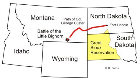 Battle Of Little Bighorn Map Location / Custer's Last Stand: Facts ...