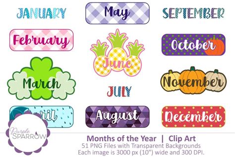 Months Of The Year Clipart | Design Bundles