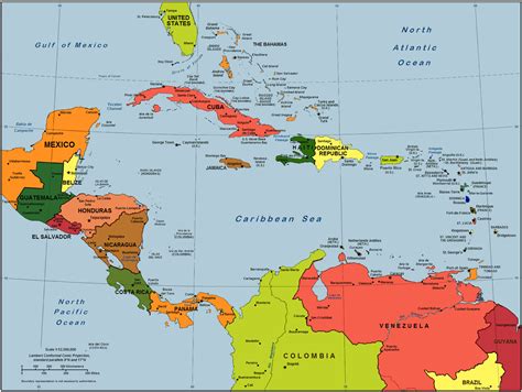 Central America & Caribbean Map, Caribbean Country Map, Caribbean Map ...