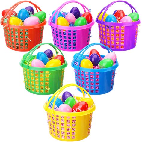 48 Pieces Easter Egg Baskets Set Include 6 Plastic Easter Egg Hunt ...