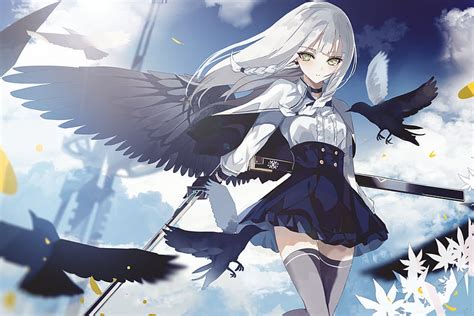 White Anime Girl With Wings Drawings