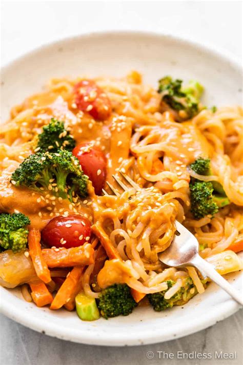 Shirataki Noodles Recipe with Creamy Peanut Sauce - The Endless Meal®