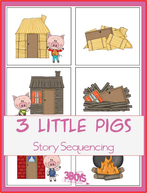 Three Little Pigs Story Sequencing Printable Cards | Three little pigs ...