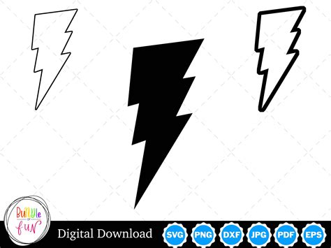 Lightning Bolt Silhouette With Two Outlines Lightning Bolt SVG ...