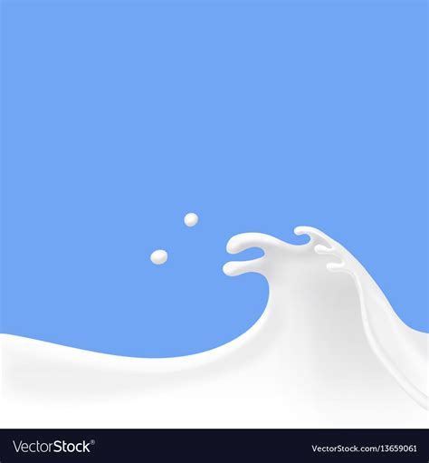 Milk wave on blue background splash yogurt cream Vector Image