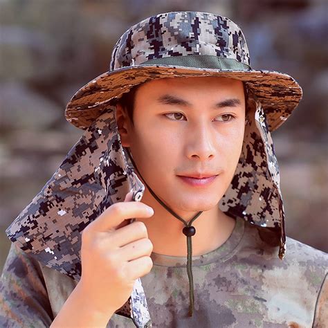 Men's Fishing Hats Korean Style Camouflage Mask Sunbathing Hat Outdoor ...