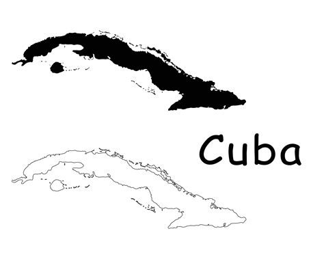 Map of Cuba Cuban Map Black and White Detailed Solid Outline - Etsy