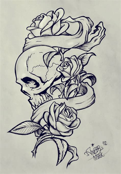 Skull And Rose Drawing Easy at PaintingValley.com | Explore collection ...