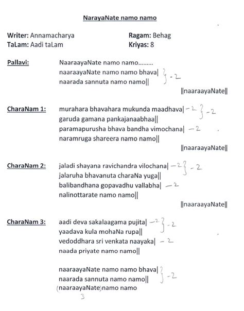 Narayanate namo namo lyrics in English
