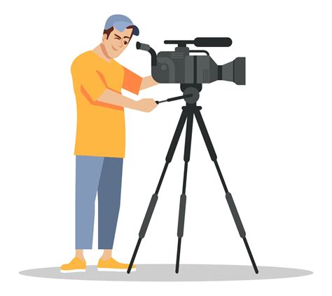 Professional cameraman semi flat RGB color vector illustration. Mass ...